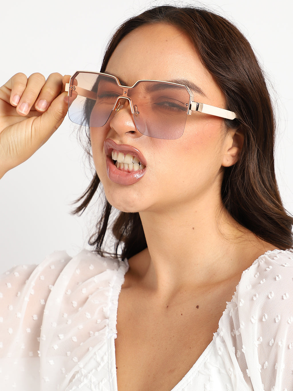 Gold Rectangular Sunglasses