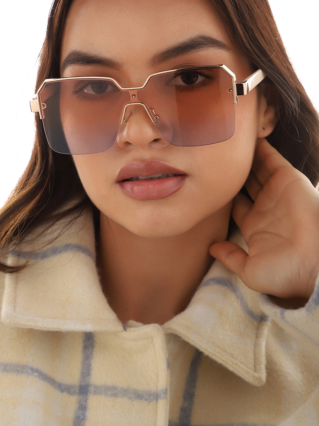 Gold Rectangular Sunglasses