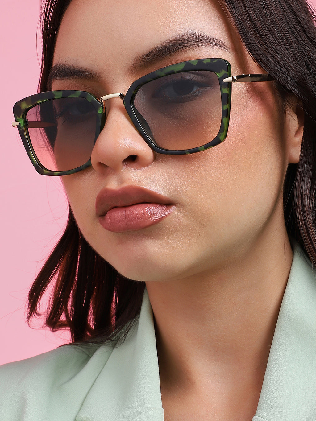 Tinted Lens Gold Colour Oversized Sunglass