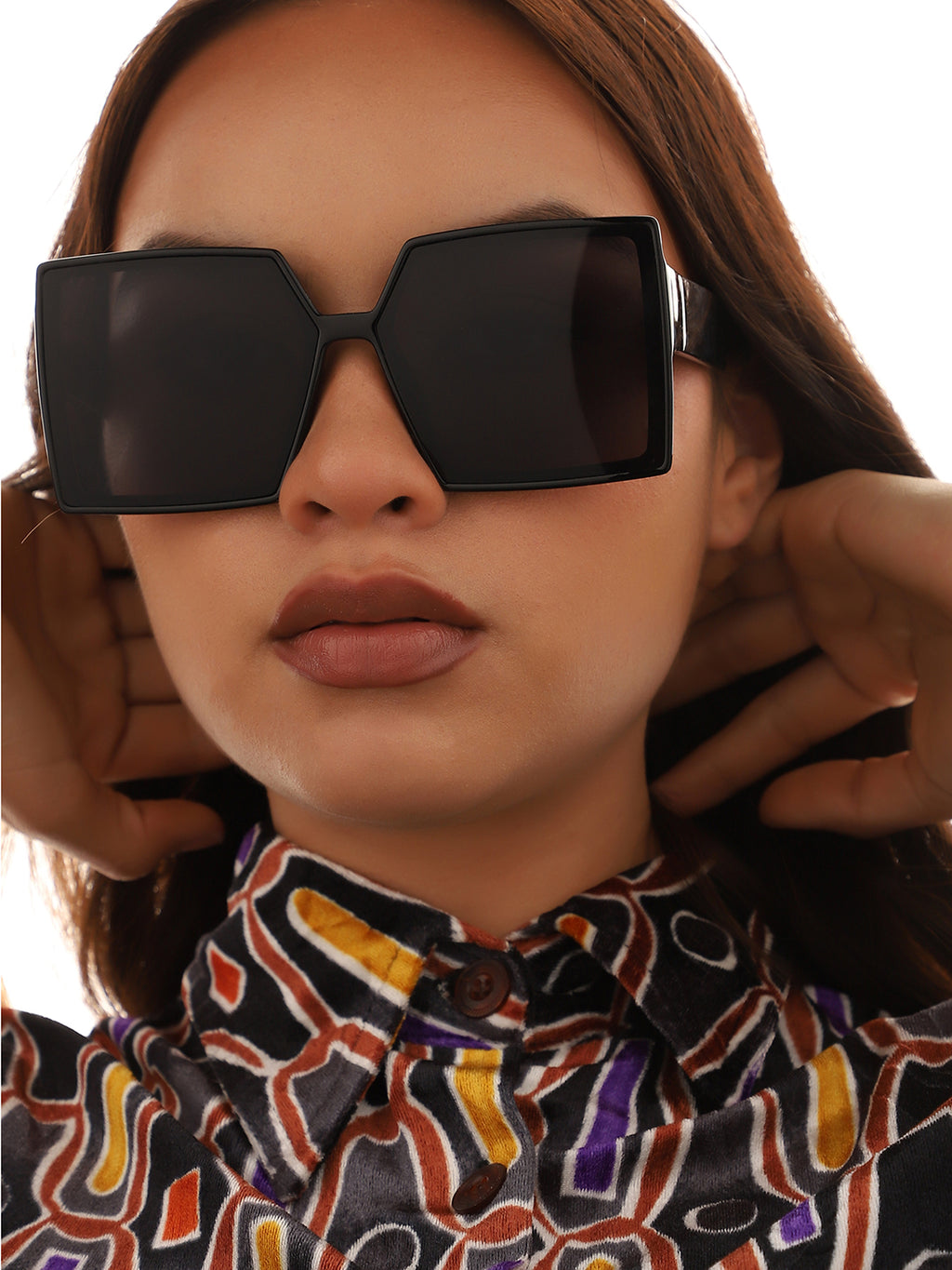 Tinted Lens Black Frame Oversized Sunglass