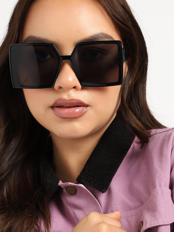 Tinted Lens Black Frame Oversized Sunglass
