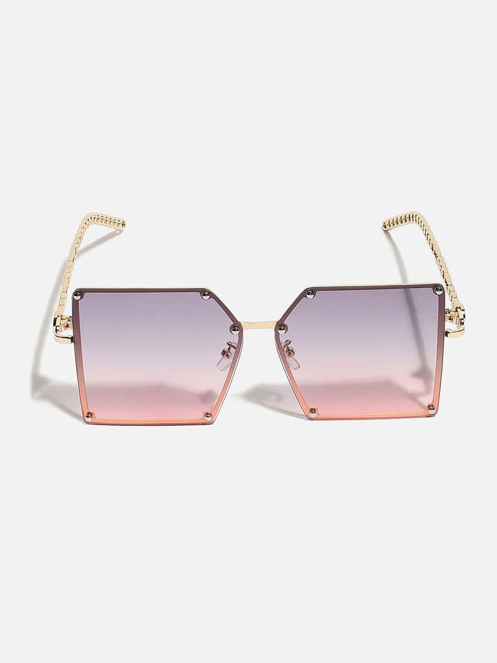Gold Rectangular Sunglass