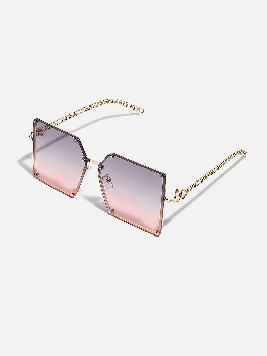 Gold Rectangular Sunglass