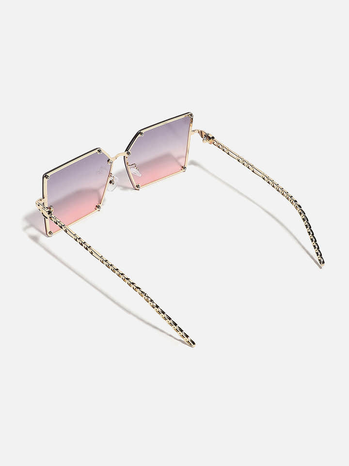 Gold Rectangular Sunglass