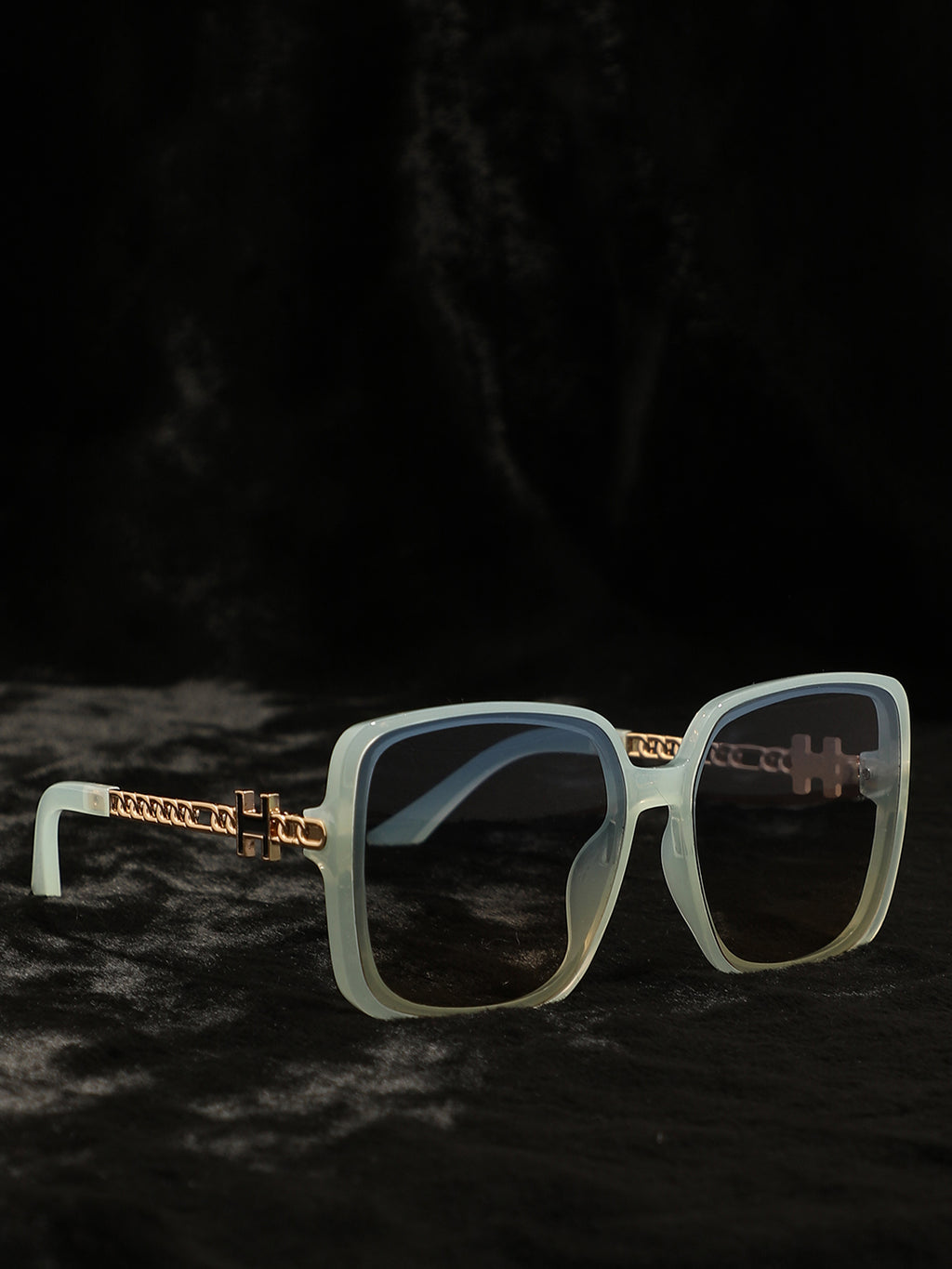 Tinted Lens White Frame Oversized Sunglass