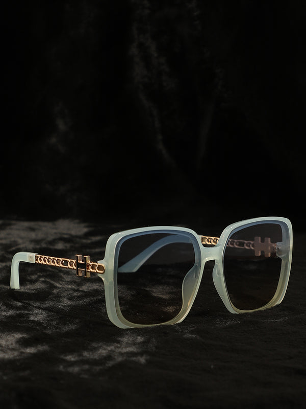 Tinted Lens White Frame Oversized Sunglass