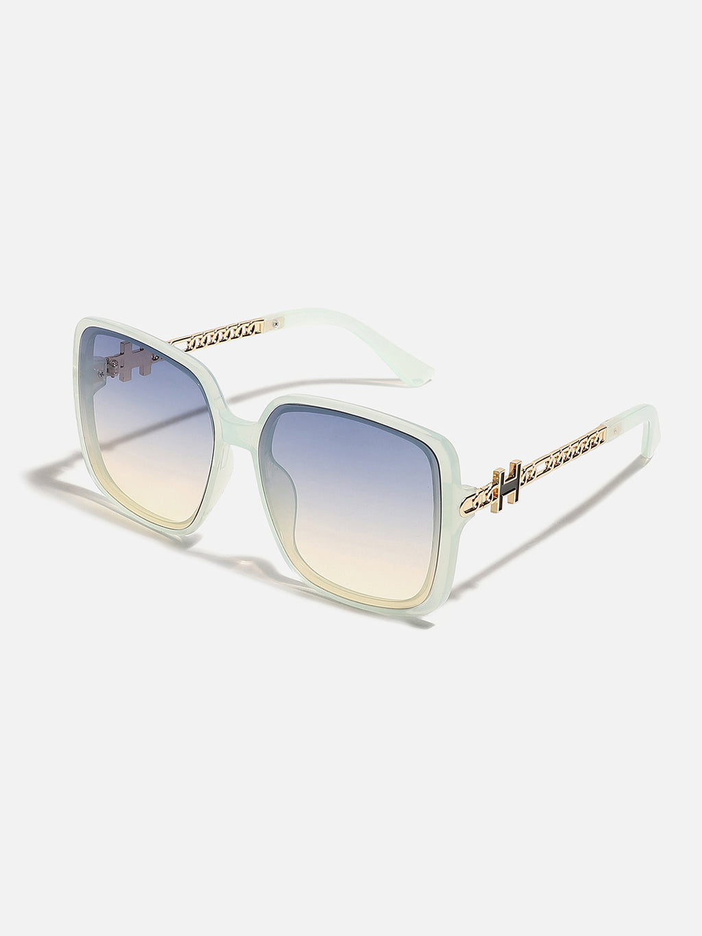 Tinted Lens White Frame Oversized Sunglass