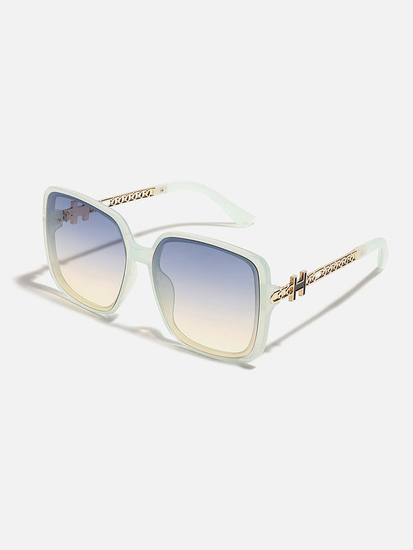 Tinted Lens White Frame Oversized Sunglass