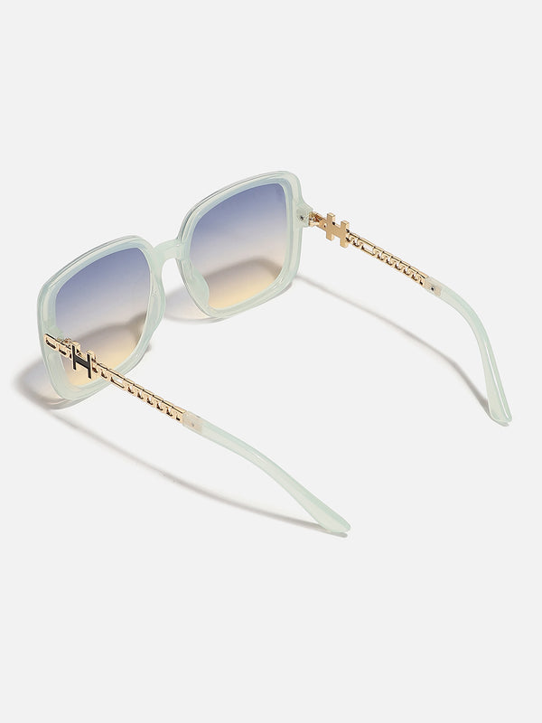 Tinted Lens White Frame Oversized Sunglass