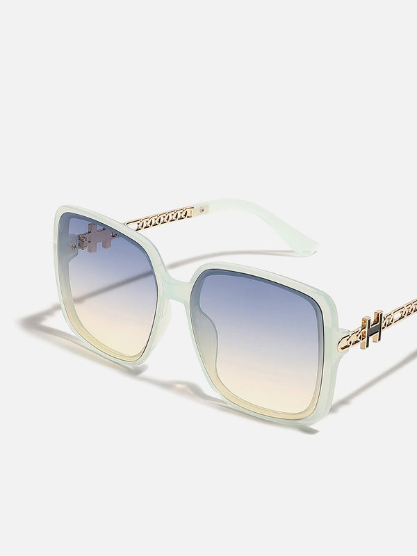 WOMEN TINTED LENS WHITE FRAME OVERSIZED SUNGLASS