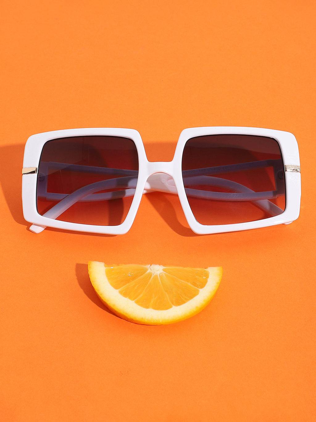 Tinted Lens White Frame Oversized Sunglass