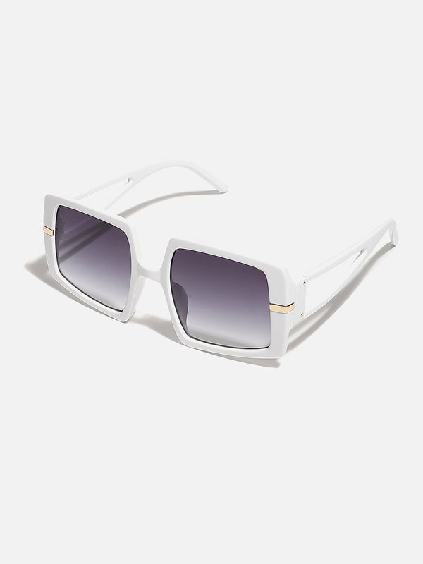 Tinted Lens White Frame Oversized Sunglass
