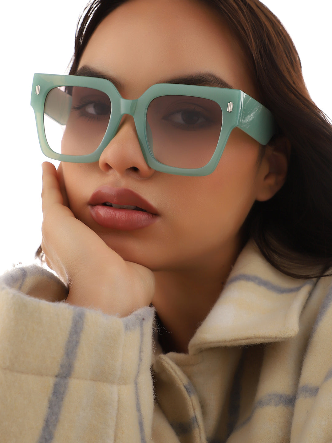 Tinted Lens Green Frame Oversized Sunglass