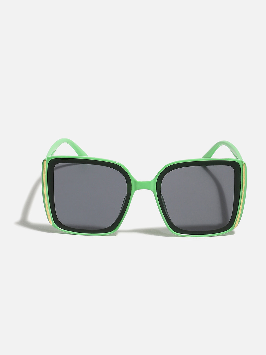 Tinted Black Lens, Green Frame Oversized Sunglass