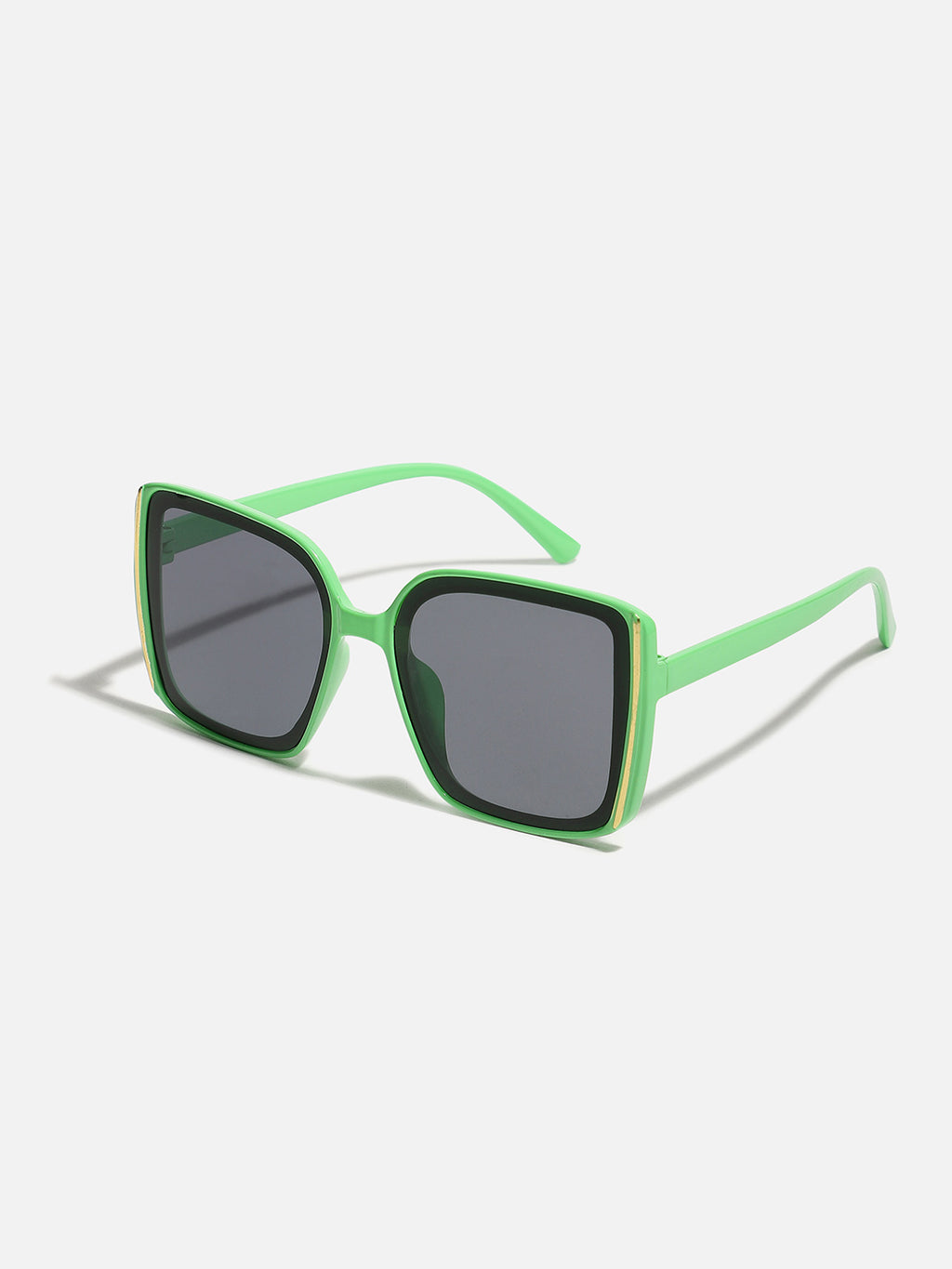 Tinted Black Lens, Green Frame Oversized Sunglass
