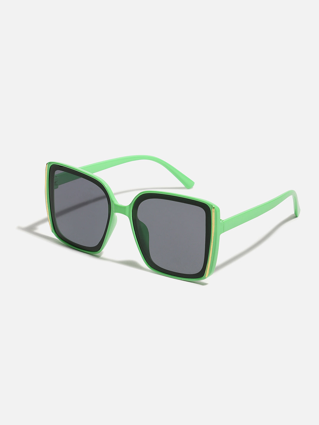 Tinted Black Lens, Green Frame Oversized Sunglass