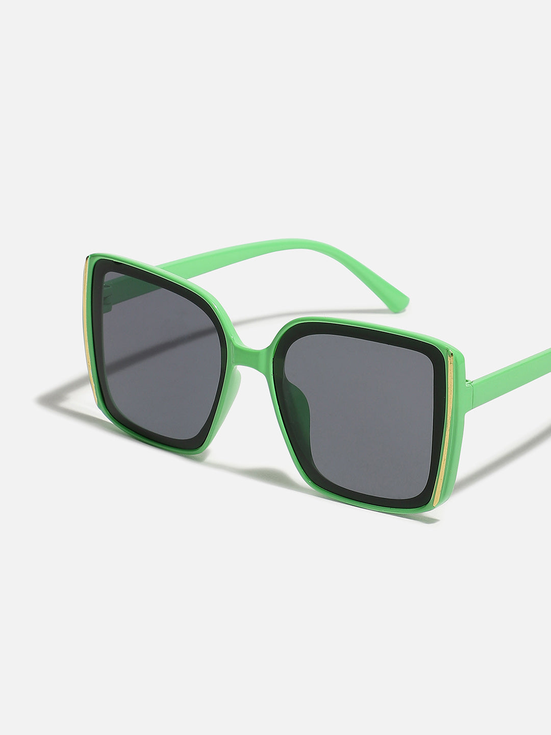 WOMEN TINTED BLACK LENS, GREEN FRAME OVERSIZED SUNGLASS