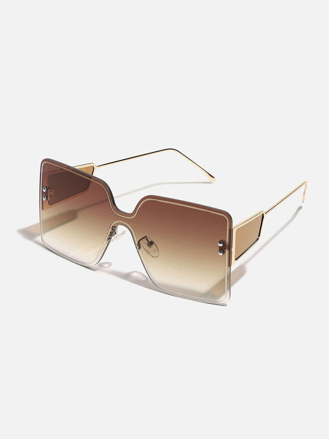 Tinted Brown Lens With Gold Frame Oversized Sunglass