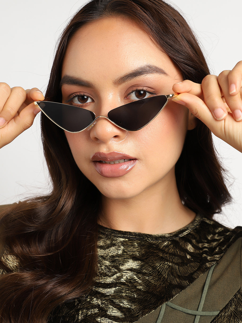 Gold Frame Tinted Lens Cat Eye Sunglass