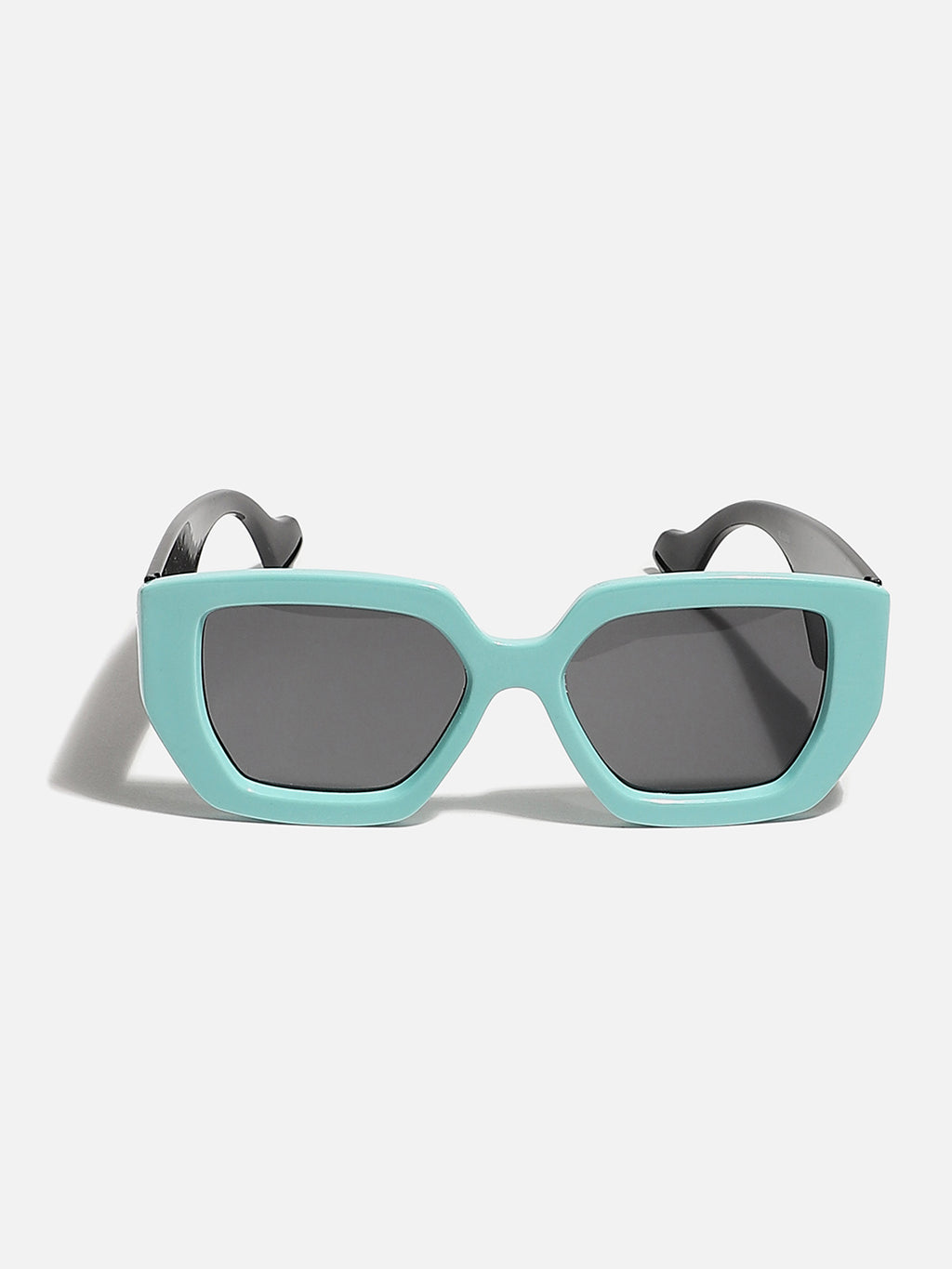 Tinted Lens, Black & Blue Frame Oversized Sunglass
