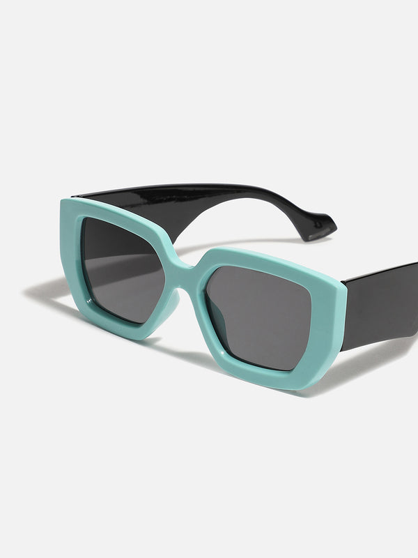WOMEN TINTED LENS, BLACK & BLUE FRAME OVERSIZED SUNGLASS