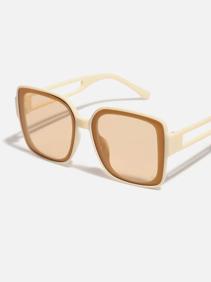 WOMEN TINTED LENS WITH BEIGE FRAME OVERSIZED SUNGLASS