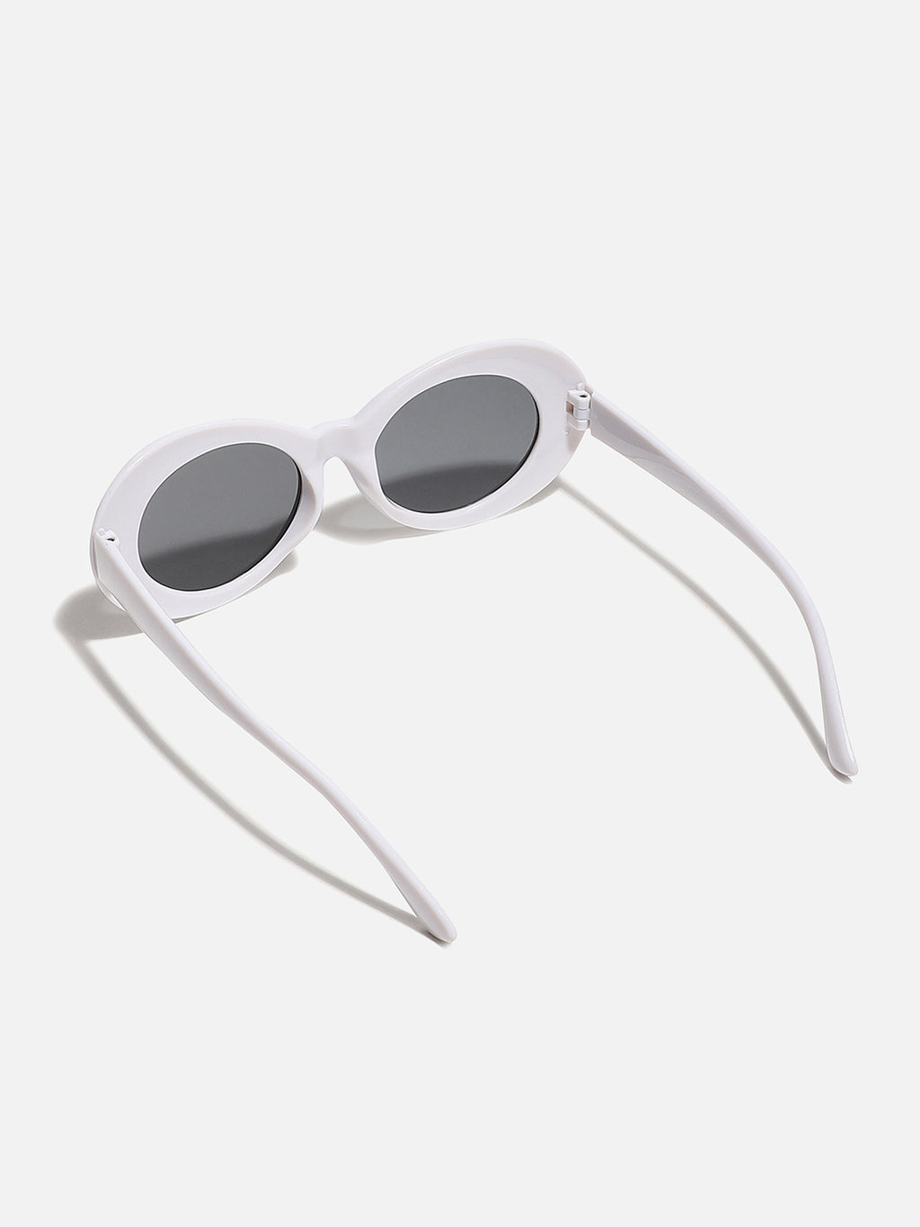 Black Lens, White Frame Oval Sunglass