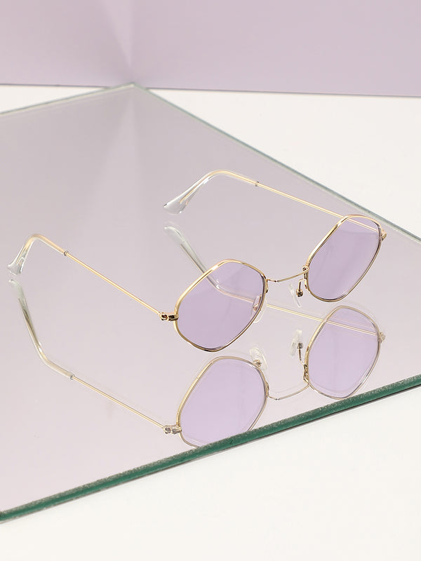 Gold Frame Lavender Retro Sunglass