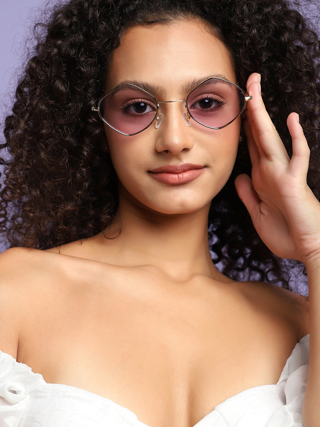 Gold Frame Lavender Retro Sunglass