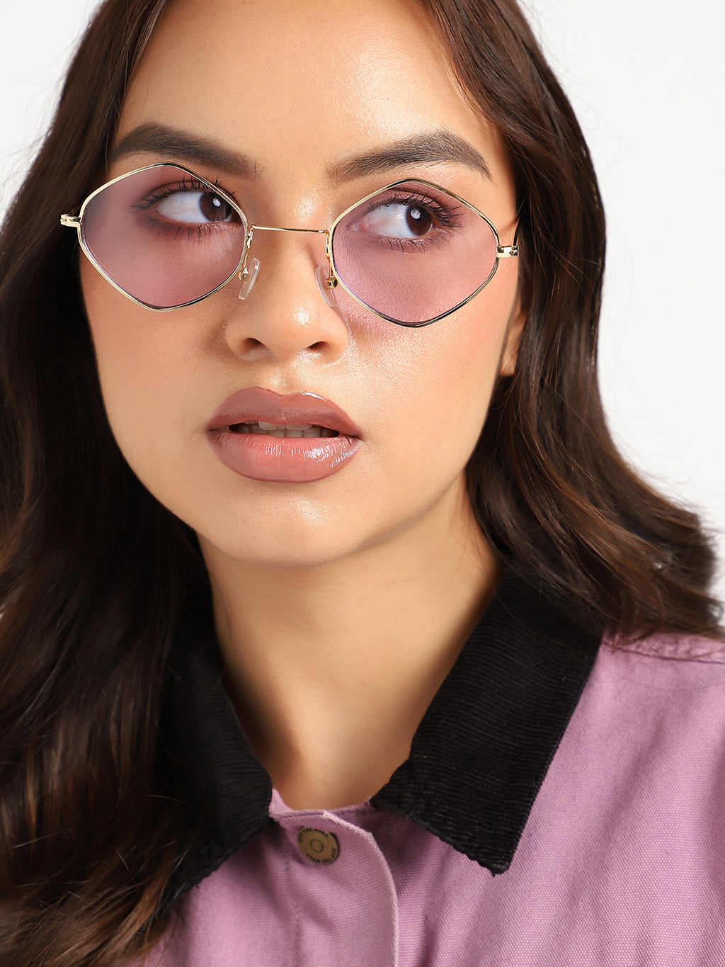 Gold Frame Lavender Retro Sunglass