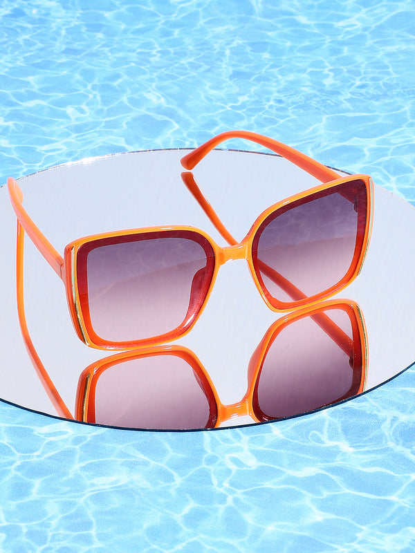 Tinted Lens Orange Frame Oversized Sunglass