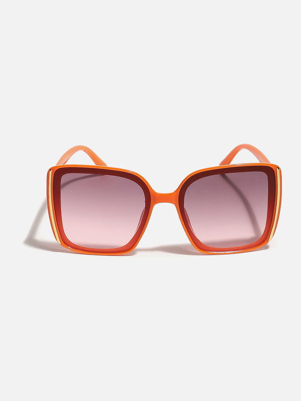 Tinted Lens Orange Frame Oversized Sunglass