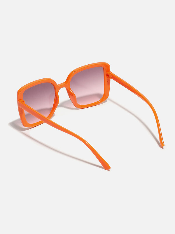 Tinted Lens Orange Frame Oversized Sunglass