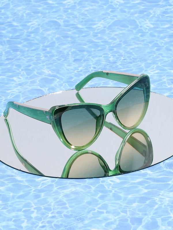 Green Frame Tinted Lens Cat Eye Sunglass