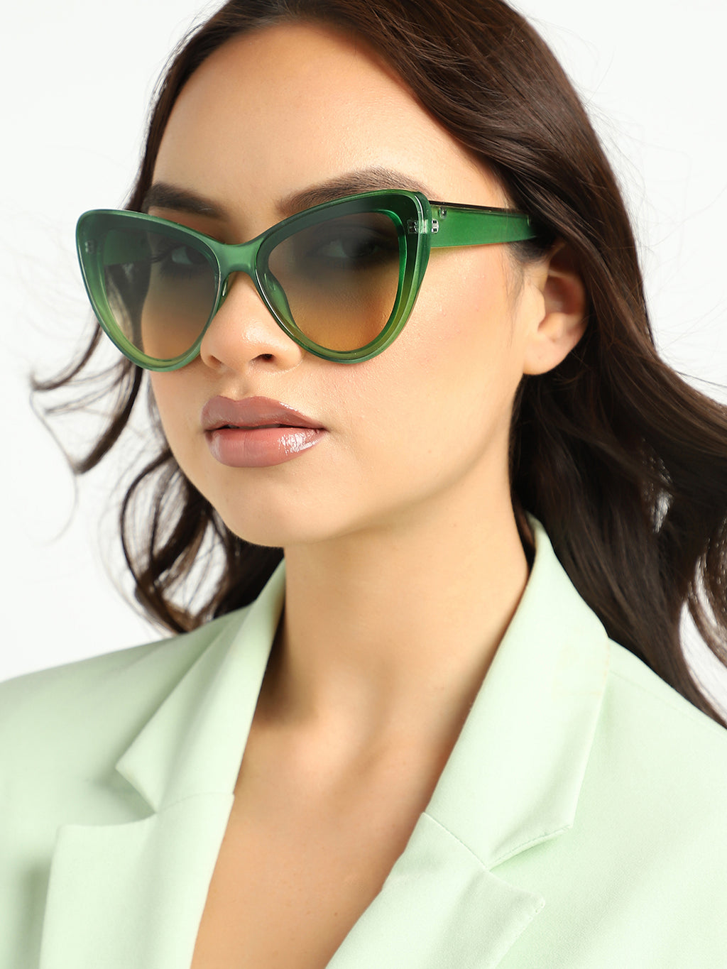 Green Frame Tinted Lens Cat Eye Sunglass