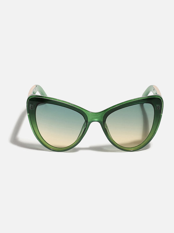 Green Frame Tinted Lens Cat Eye Sunglass