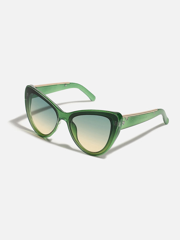 Green Frame Tinted Lens Cat Eye Sunglass