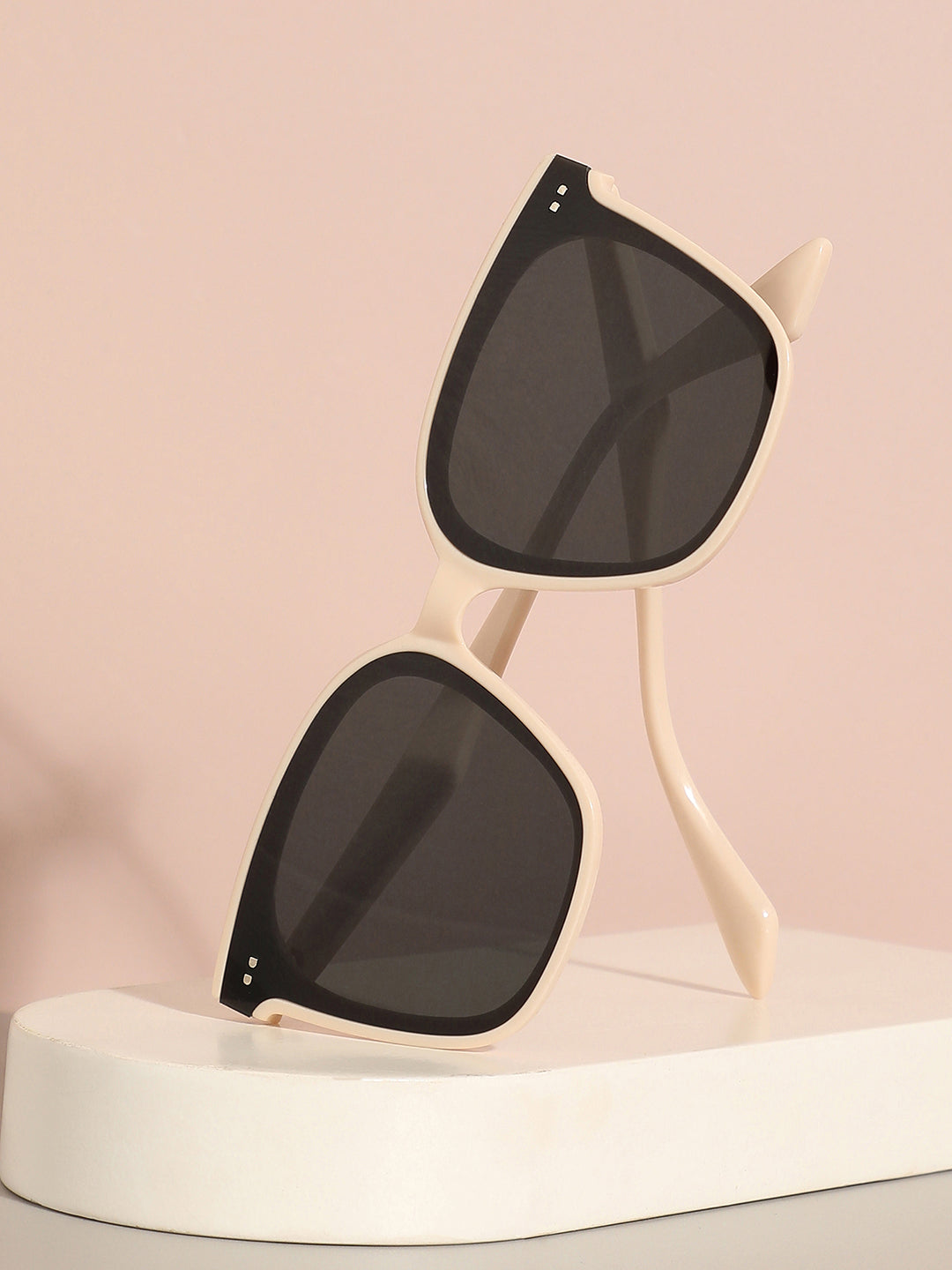 Tinted Lens White Frame Oversized Sunglass