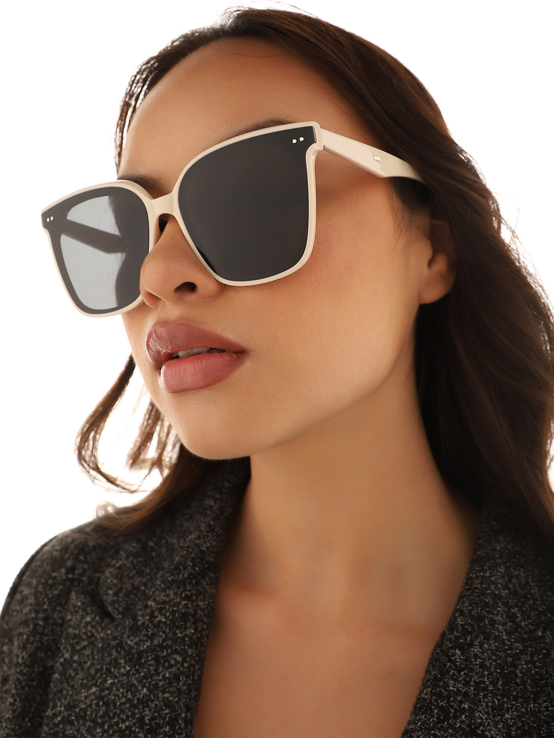 Tinted Lens White Frame Oversized Sunglass