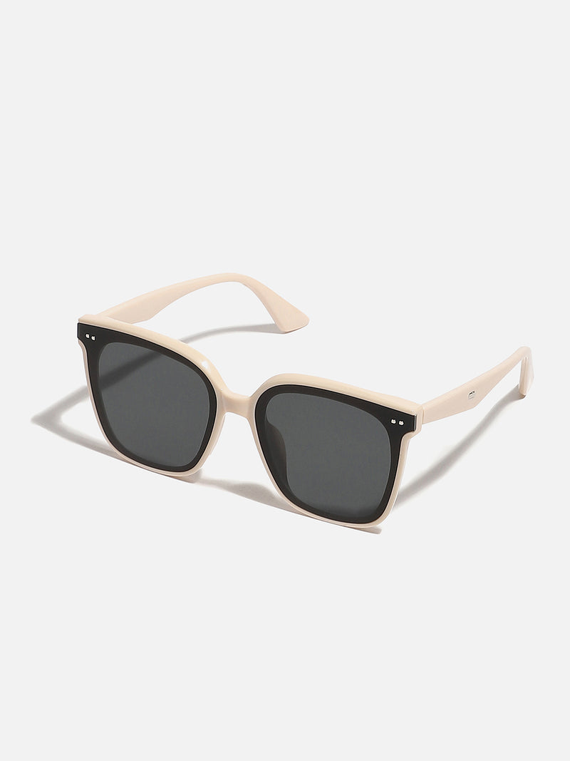 Tinted Lens White Frame Oversized Sunglass