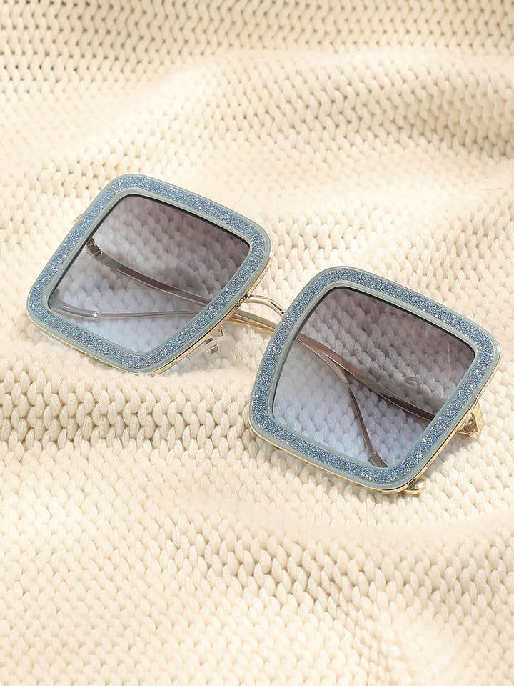 Blue & Gold Rectangular Sunglass