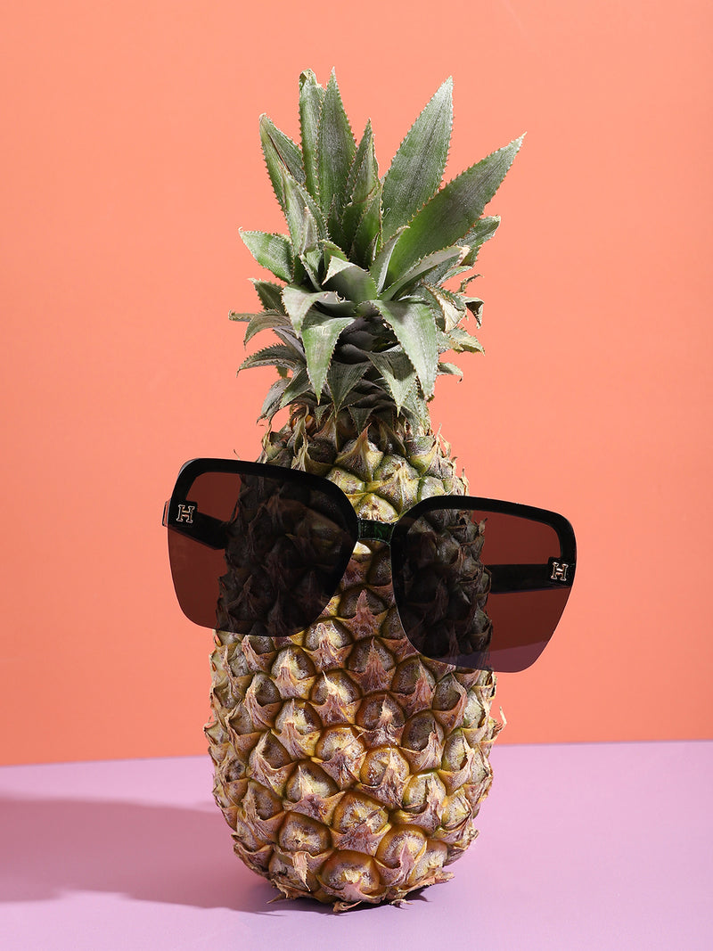 Tinted Lens Black & Green Frame Oversized Sunglass
