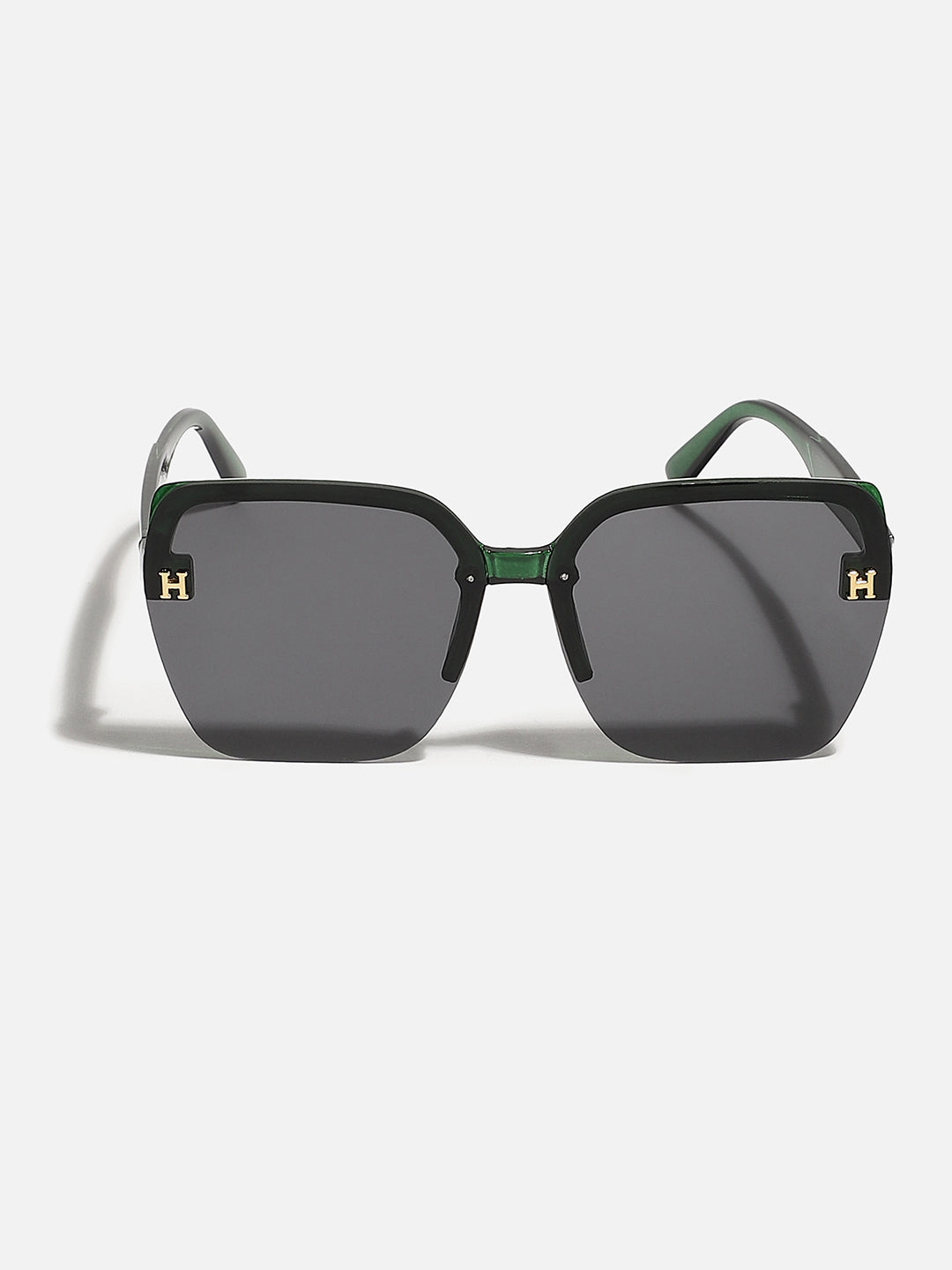 Tinted Lens Black & Green Frame Oversized Sunglass