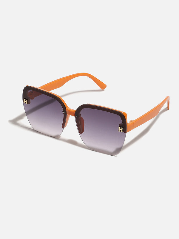 Tinted Lens Black & Orange Frame Oversized Sunglass