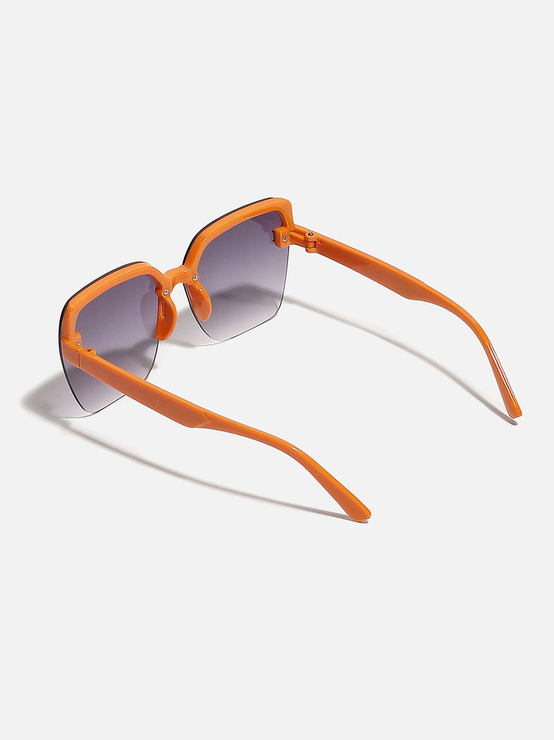 Tinted Lens Black & Orange Frame Oversized Sunglass
