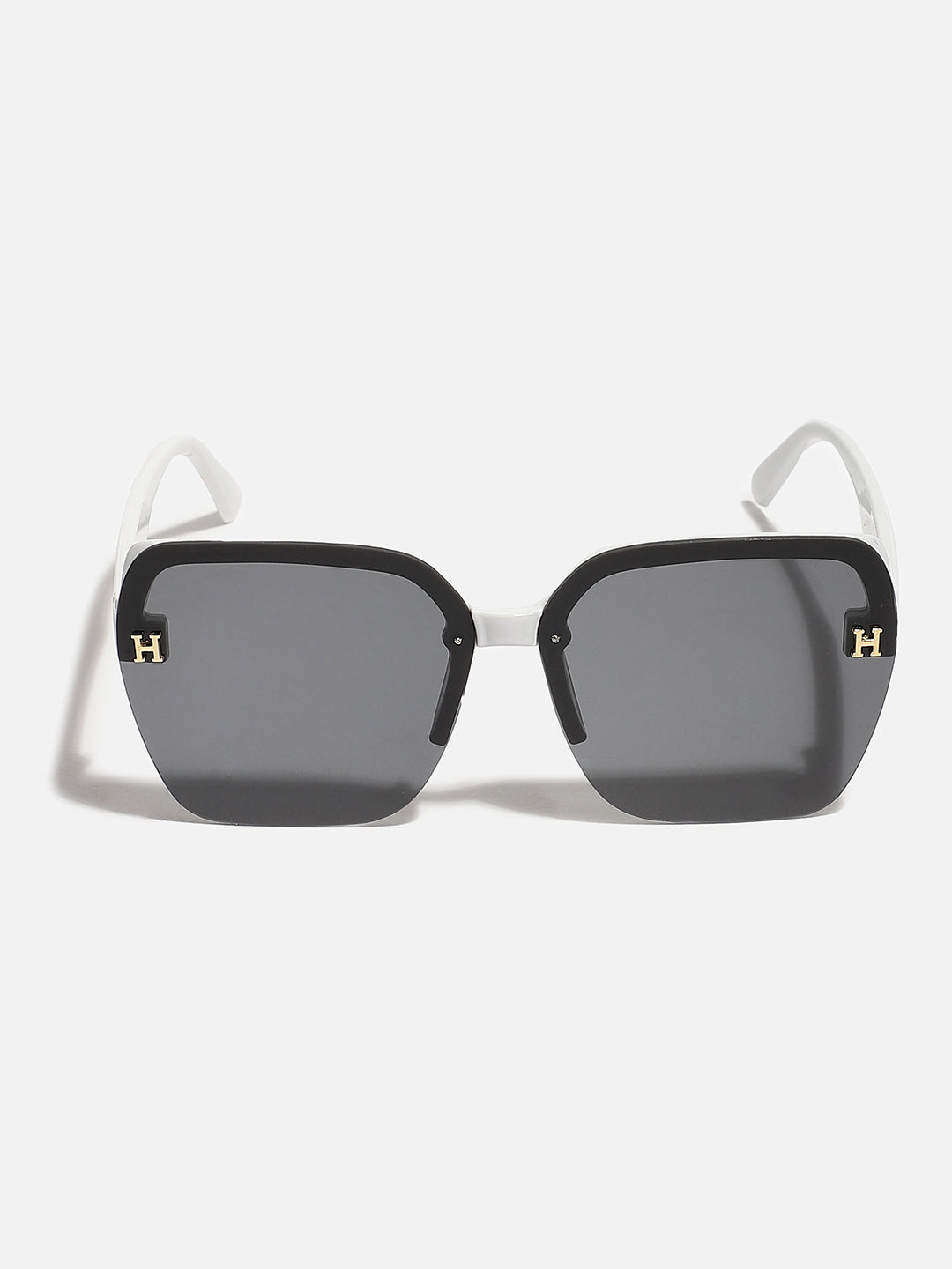 Tinted Lens Black & White Frame Oversized Sunglass