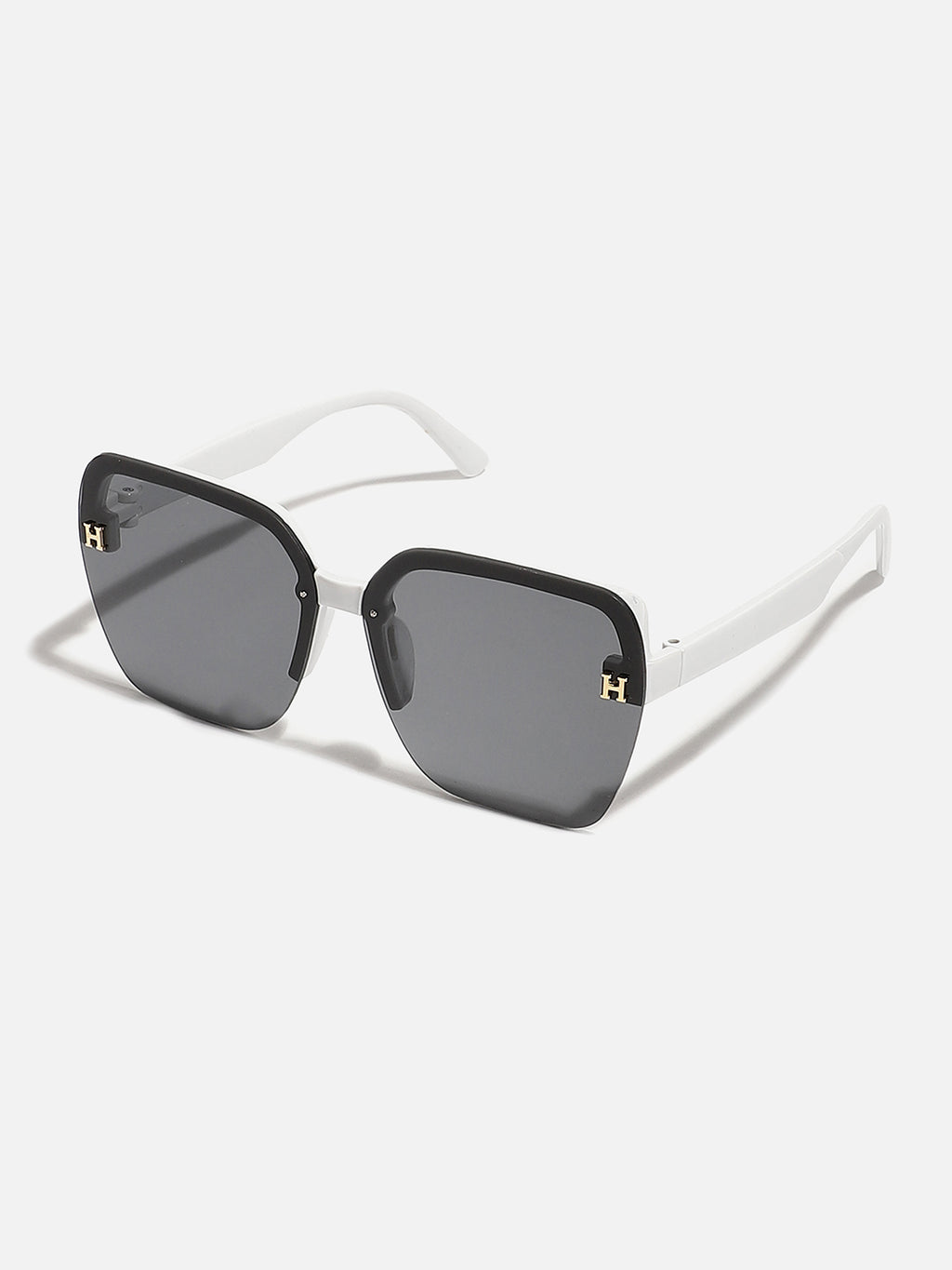 Tinted Lens Black & White Frame Oversized Sunglass
