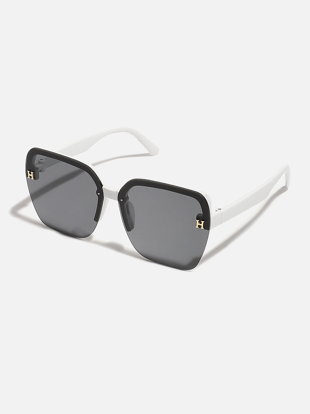 Tinted Lens Black & White Frame Oversized Sunglass