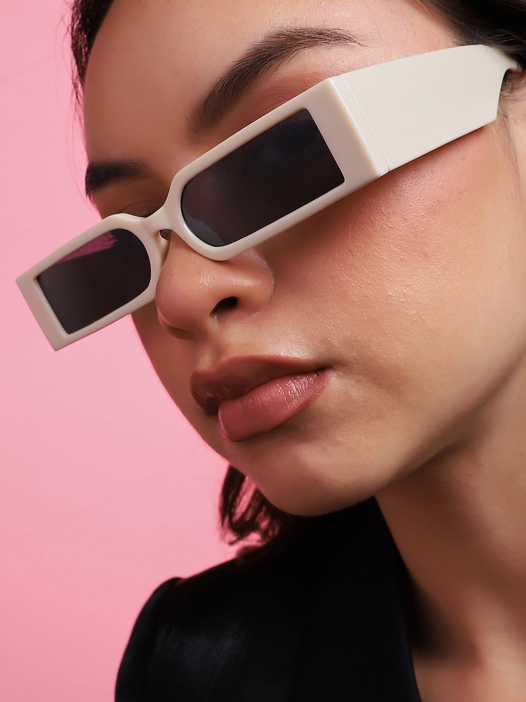 Beige Rectangular Sunglass