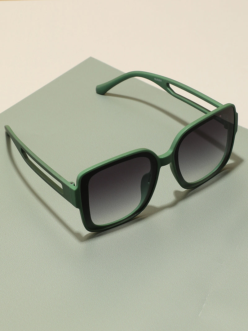 Tinted Lens Black & Green Frame Oversized Sunglass